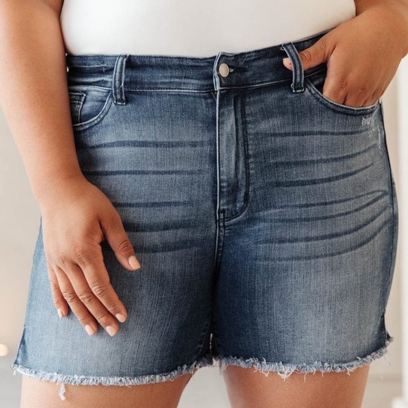 Judy Blue Denim Cutoff Shorts - Picture 5 of 11